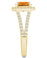 Macy's Citrine (1-3/4 ct. t.w.) and Diamond (1/2 Halo Ring 14K Yellow Gold