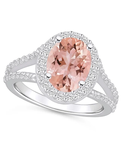 Macy's Morganite (2-1/2 ct. t.w.) and Diamond (3/4 Halo Ring 14K White Gold