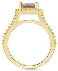 Macy's Morganite (2-1/2 ct. t.w.) and Diamond (3/4 Halo Ring 14K Yellow Gold