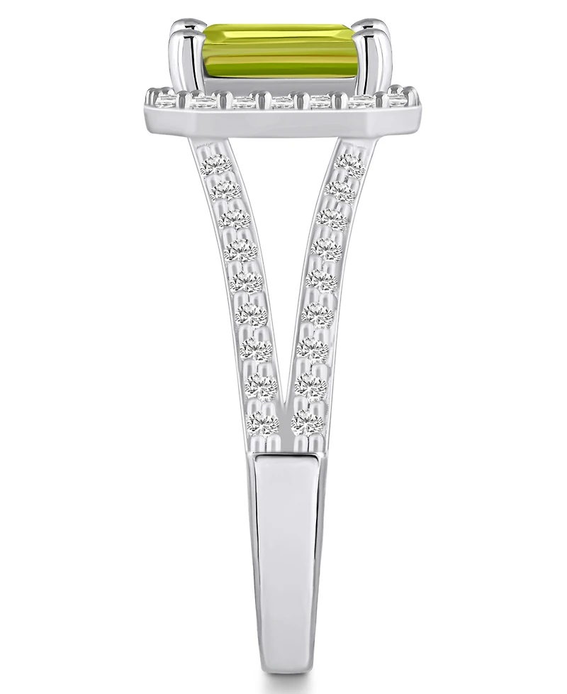 Macy's Peridot (1-3/4 ct. t.w.) and Diamond (1/2 Halo Ring 14K White Gold