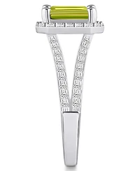 Macy's Peridot (1-3/4 ct. t.w.) and Diamond (1/2 Halo Ring 14K White Gold