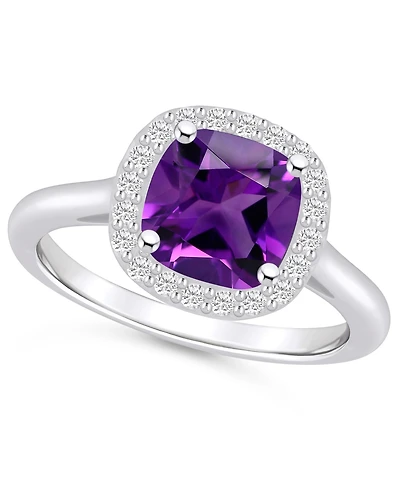 Macy's Amethyst (2 ct. t.w.) and Diamond (1/4 Halo Ring 14K White Gold