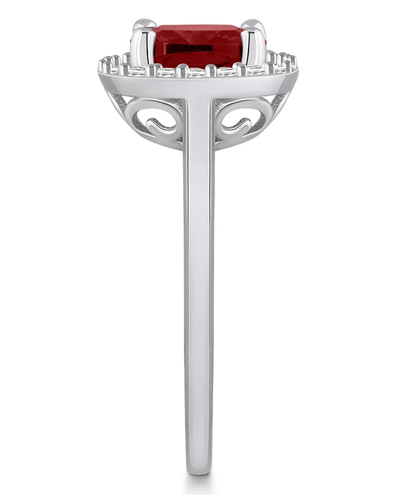 Macy's Garnet (2-3/4 ct. t.w.) and Diamond (1/4 Halo Ring 14K White Gold