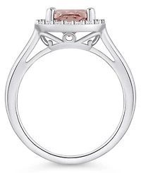 Macy's Morganite (2 ct. t.w.) and Diamond (1/4 Halo Ring 14K Gold
