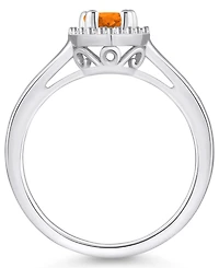 Macy's Citrine (7/8 ct. t.w.) and Diamond (1/5 Halo Ring 14K White Gold
