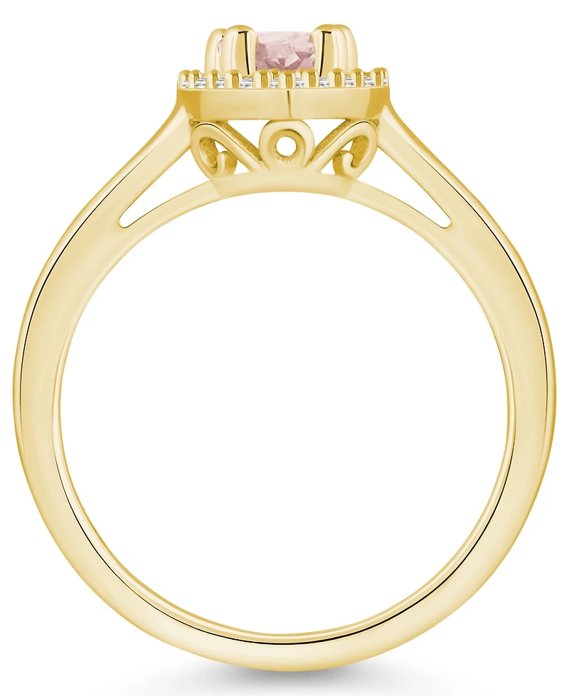 Macy's Morganite (1/2 ct. t.w.) and Diamond (1/5 Halo Ring 14K Yellow Gold