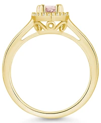 Macy's Morganite (1/2 ct. t.w.) and Diamond (1/5 Halo Ring 14K Yellow Gold