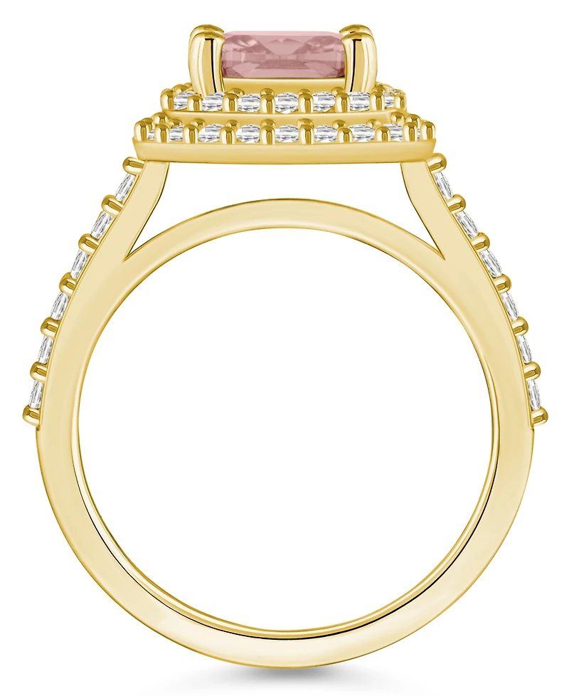 Macy's Morganite and Diamond Accent Halo Ring 14K Yellow Gold