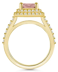 Macy's Morganite and Diamond Accent Halo Ring 14K Yellow Gold