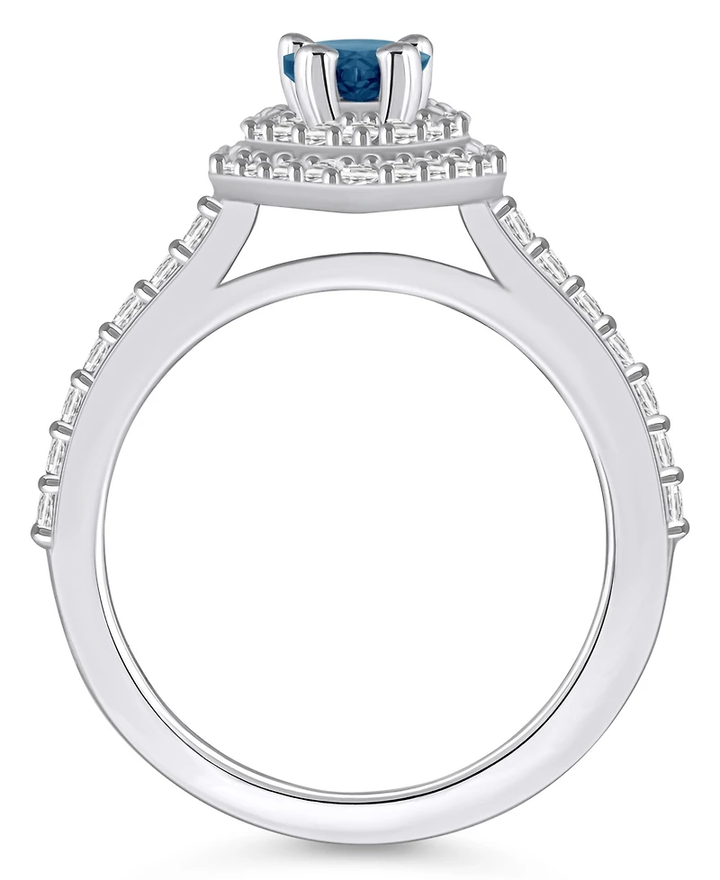 Macy's London Blue Topaz and Diamond Accent Halo Ring 14K White Gold