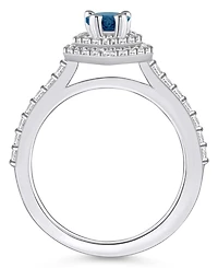 Macy's London Blue Topaz and Diamond Accent Halo Ring 14K White Gold