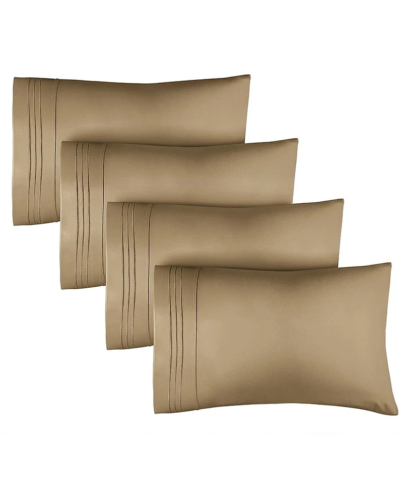 Pillowcase Set of 4 Soft Double Brushed Microfiber