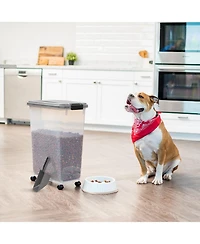 Iris 35lbs/47qt Airtight Pet Food Container with Casters and Scoop, Chrome