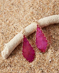 lonna & lilly Gold-Tone Framed Flat Stone Drop Earrings