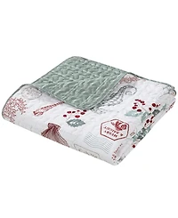Closeout! Videri Home Holiday Writing Reversible 3-Piece Quilt Set, Full/Queen