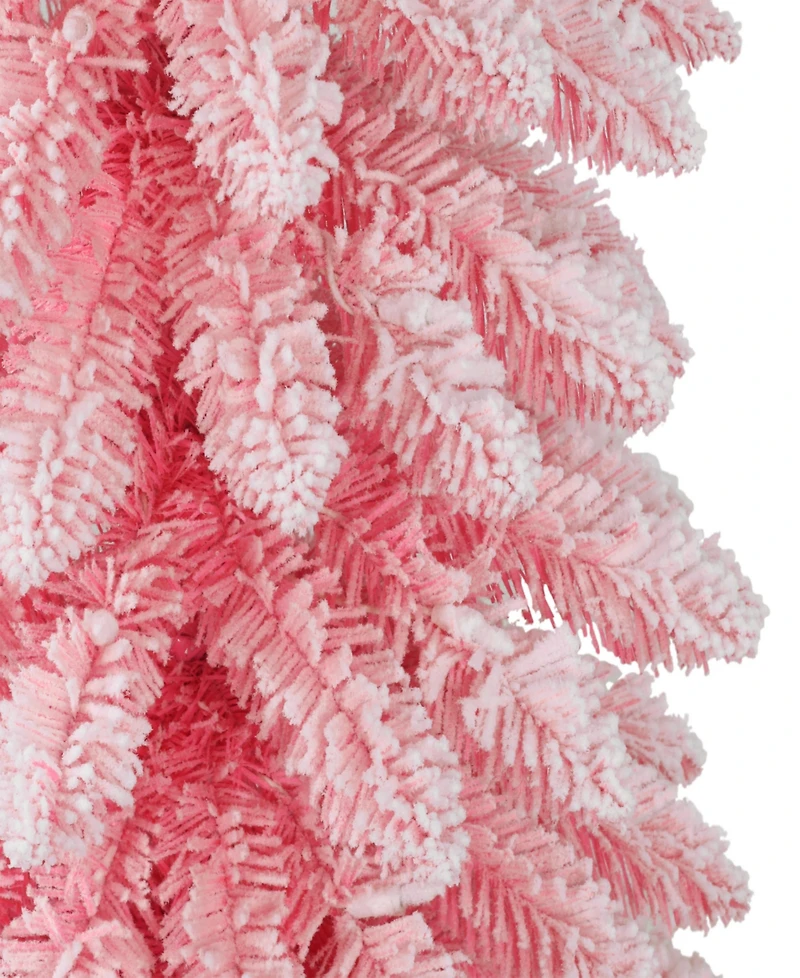 Puleo 6' Pre-Lit Flocked Artificial Alpine Pencil Tree