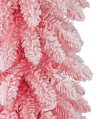 Puleo 6' Pre-Lit Flocked Artificial Alpine Pencil Tree