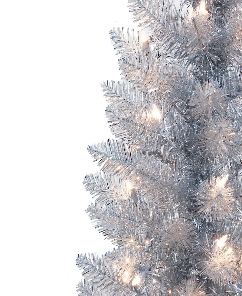 Puleo 4.5' Pre-Lit Tinsel Artificial Tree