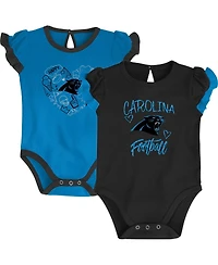 Newborn and Infant Boys and Girls Black, Blue Carolina Panthers Too Much Love Two-Piece Bodysuit Set