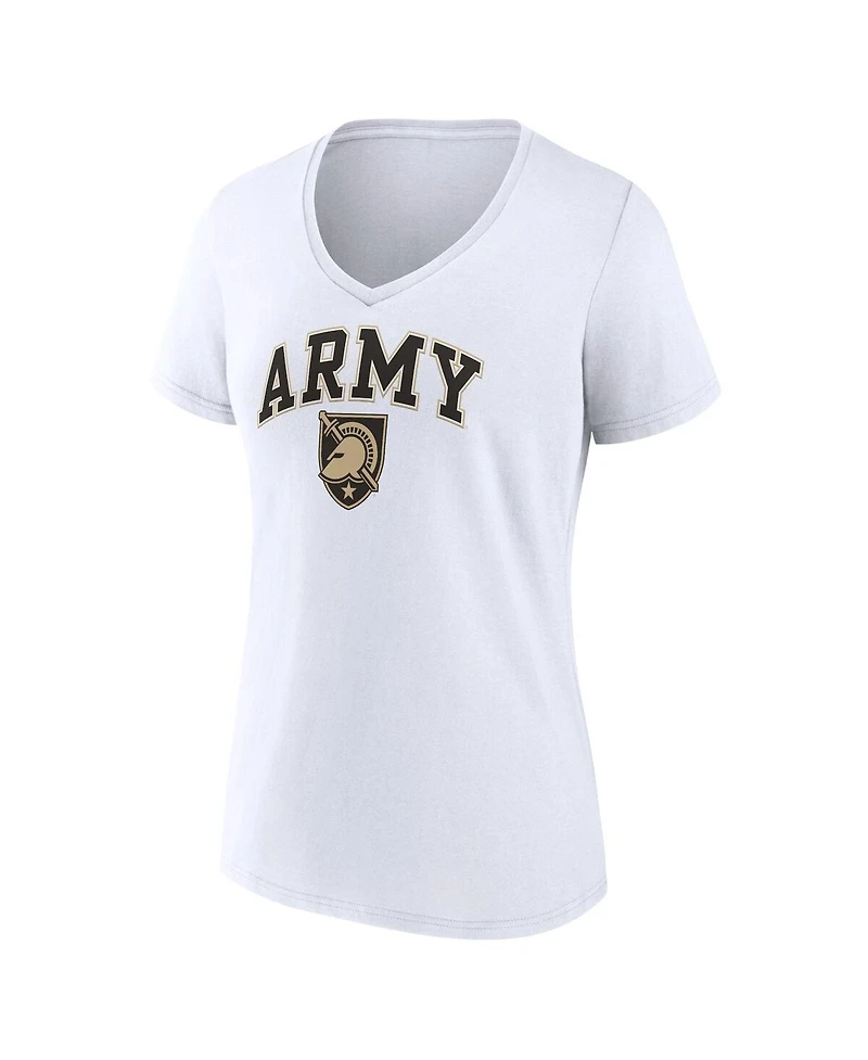Women's Fanatics White Army Black Knights Evergreen Campus V-Neck T-shirt