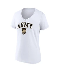 Women's Fanatics White Army Black Knights Evergreen Campus V-Neck T-shirt