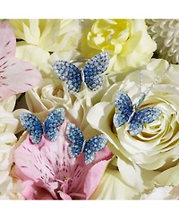 Le Vian Denim Ombre (7/8 ct. t.w.) & White Sapphire (1/3 ct. t.w.) Butterfly Pendant Necklace in 14k White Gold, 18" + 2" extender