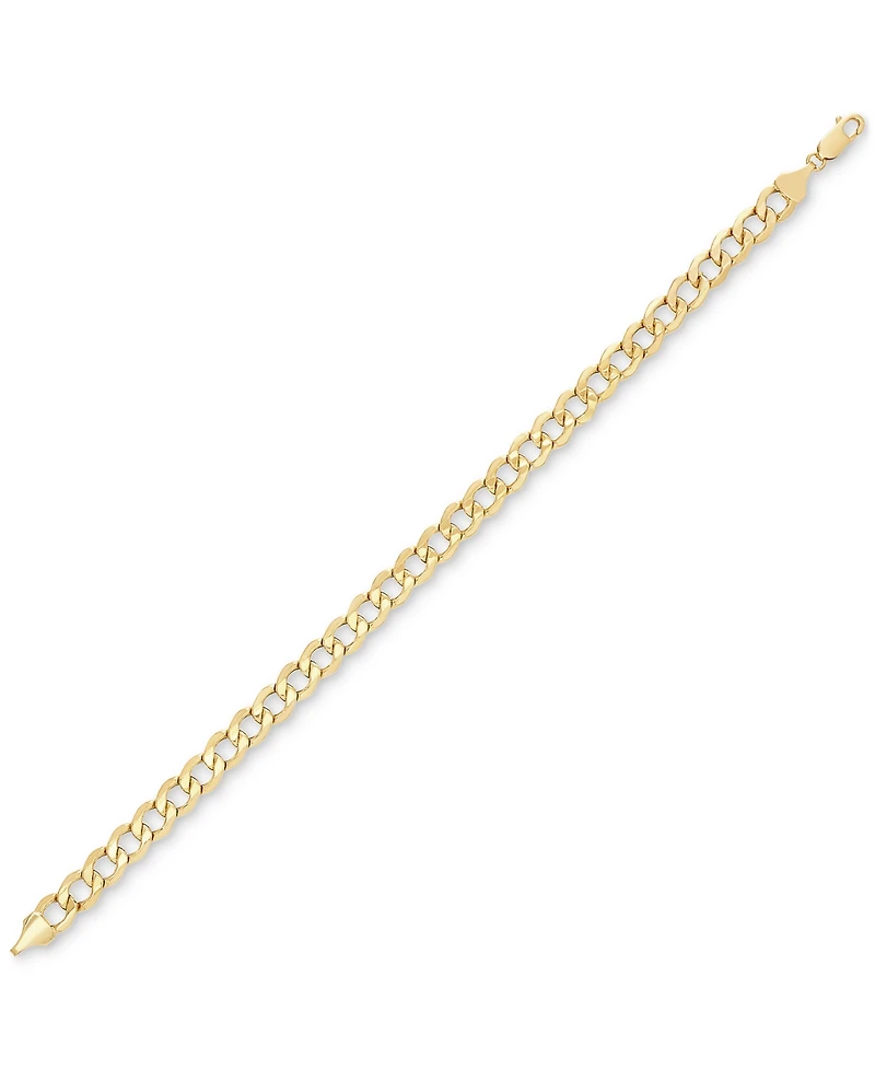 Lightweight Men's Beveled Curb Link Chain Bracelet in 10k Gold