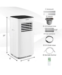 6000 Btu (9000 Btu Ashar) Portable Air Conditioner 3-in-1 Ac Unit with Cool Dehum Fan Sleep Mode