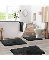 3 Piece Ultra Soft Non Slip Shaggy Bath Rug - Small, Medium & Contour