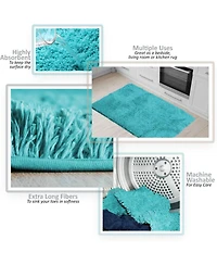2 Piece Ultra Soft Non Slip Shaggy Bath Rug - Small & Medium
