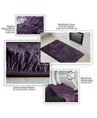 2 Piece Ultra Soft Non Slip Shaggy Bath Rug - Small & Medium
