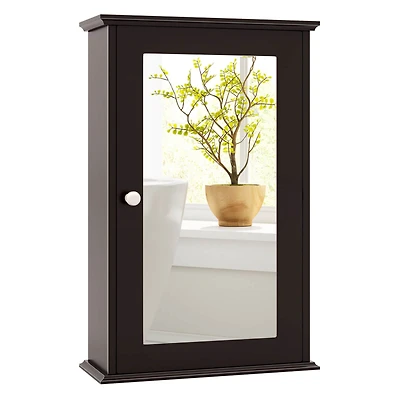 Bathroom Wall Cabinet Single Mirror Door Cupboard Storage Medicine Wood Shelf