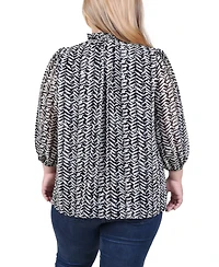 Ny Collection Plus 3/4 Sleeve Chiffon Blouse