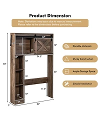Over the Toilet Bathroom Storage Cabinet with Sliding Barn Door
