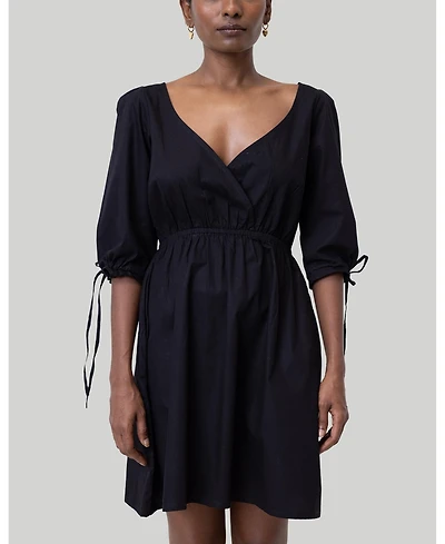Reistor Women's Gathered Elbow Sleeve Short Dress