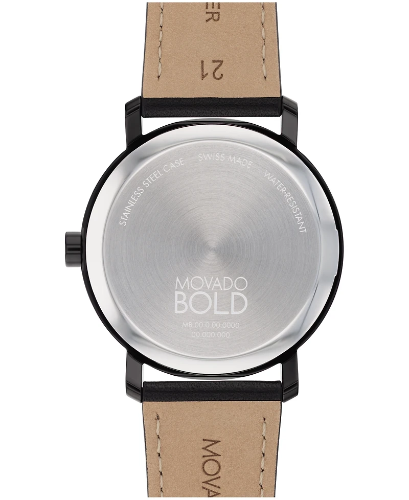 Movado Men's Bold Evolution 2.0 Swiss Quartz Black Leather Watch 40mm