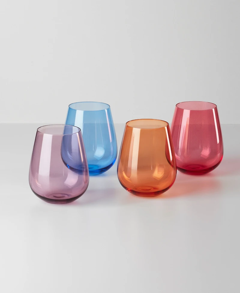 Oneida True Colors Stemless Wine Glasses, Set of 4