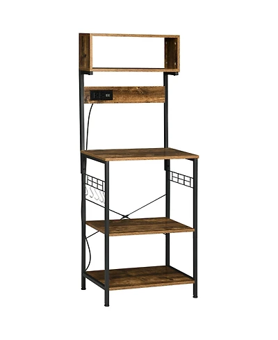Homcom Baker's Rack with Power Outlet, Usb Charger, Microwave Sd,