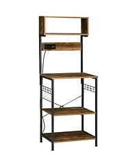 Homcom Baker's Rack with Power Outlet, Usb Charger, Microwave Sd,