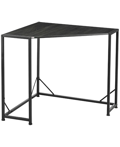 Homcom Small Corner Desk Triangle Vanity Table Computer Desk Gray