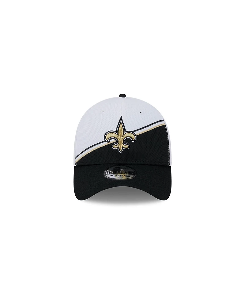 Men's New Era White, Black Orleans Saints 2023 Sideline 39THIRTY Flex Hat