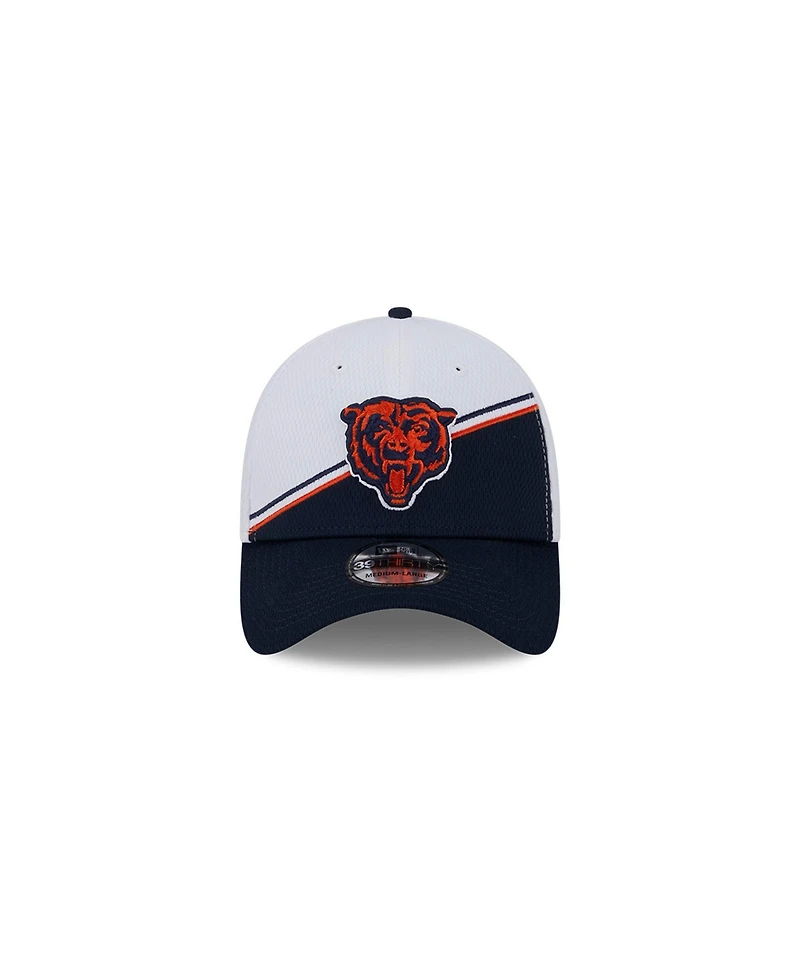 Men's New Era White, Navy Chicago Bears 2023 Nfl Sideline 39THIRTY Flex Hat
