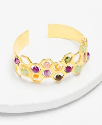 Nectar Nectar New York 18k Gold-Plated Mixed Gemstone Cuff Bracelet