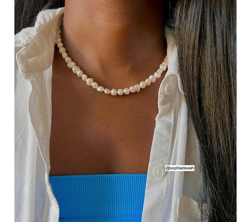 Joey Baby 18K Gold Plated Freshwater Pearls -Jackie Necklace & Jackie Earrings Set For Women