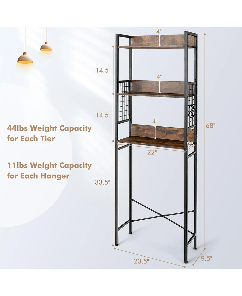 Costway 3-Tier Over-The-Toilet Storage Rack Bathroom Organizer Space Saver