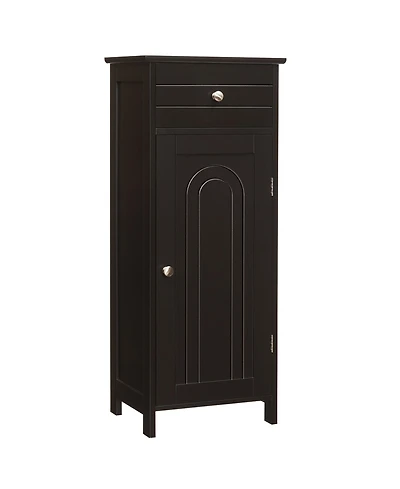 Bathroom Floor Cabinet Wooden Storage Organizer Free-Standing w/ Drawer & Shelf