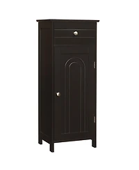 Bathroom Floor Cabinet Wooden Storage Organizer Free-Standing w/ Drawer & Shelf