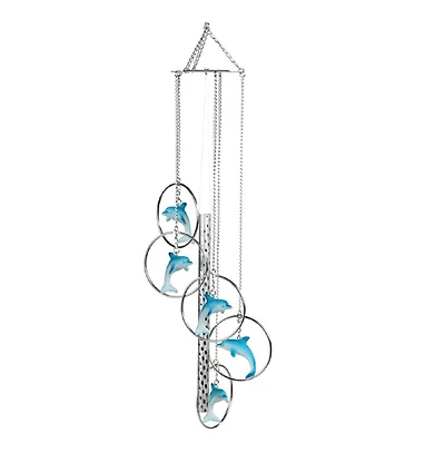 24" Long 5-Ring Polyresin Dolphin Wind Chime