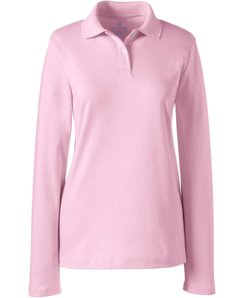 Lands' End Women's Long Sleeve Feminine Fit Interlock Polo Shirt