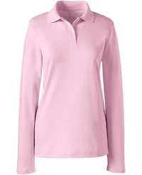 Lands' End Women's Long Sleeve Feminine Fit Interlock Polo Shirt
